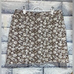 Karen Scott Floral Mini Skirt in Brown and White Sz 10